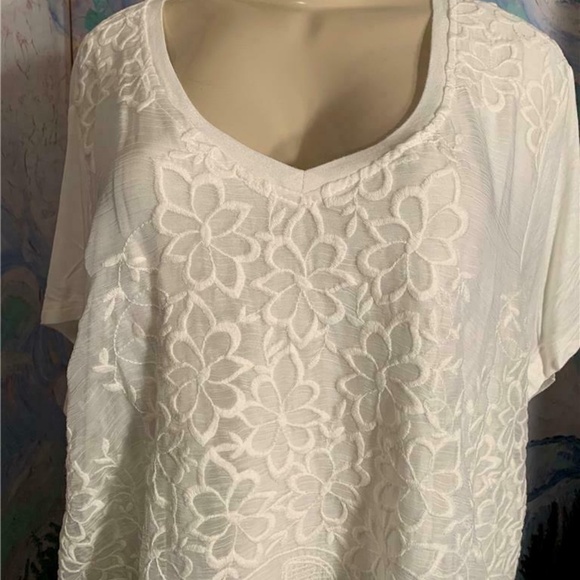 Curations  Ivory Sheer Embroidered Tunic Top - Picture 2 of 6